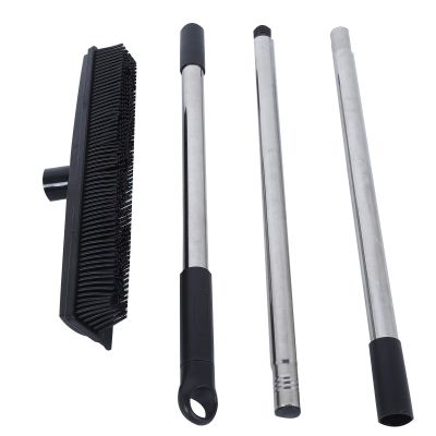 Broom, Pet Hair Removal Tool Carpet Rake Pet Hair Removal Broom Cleaner Brush with Long Handle Pet Hair Removal Rubber Broom (Black)