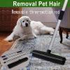 Broom, Pet Hair Removal Tool Carpet Rake Pet Hair Removal Broom Cleaner Brush with Long Handle Pet Hair Removal Rubber Broom (Black) view 2