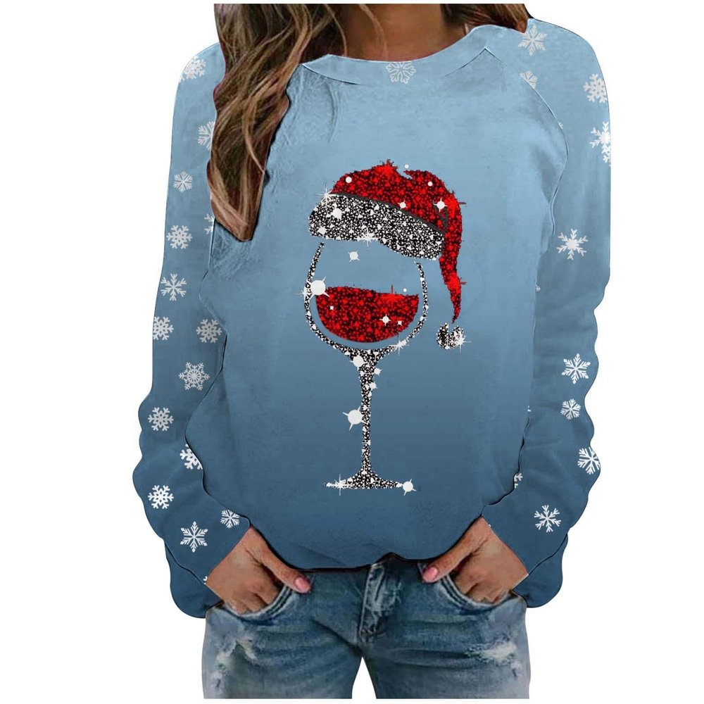 WILLBEST women's christmas tops sweatshirts striped jumpers for women uk comfy pajamas for women xmas graphic christmas printed white tops uk women's sweatshirts