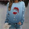 WILLBEST women's christmas tops sweatshirts striped jumpers for women uk comfy pajamas for women xmas graphic christmas printed white tops uk women's sweatshirts view 3