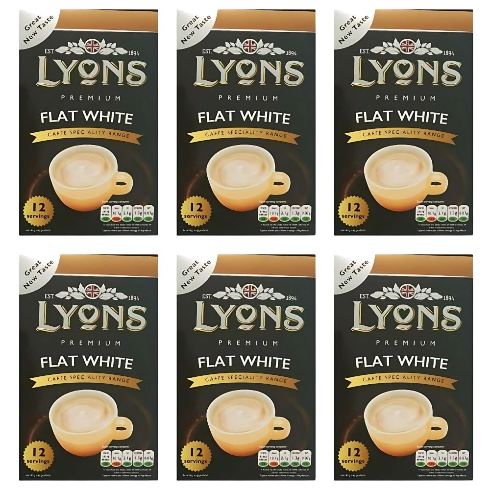 Premium Instant Coffee Sachets Individually Wrapped Gluten-Free Vegetarian Coffee Bag with Mug (6X 12Sachets, Flat White)