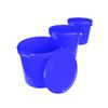 3 Buckets with Lid, 10 L, Blue, Round, Plastic, Food-Safe, Airtight and Stable, with Handle Suitable for Food, Chemistry, Washing Powder, Adhesives