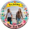 Cakeshop Round Personalised Edible Cake Topper With Pretty Colourful Flower Border | Custom Image & Text | For Birthdays & Celebrations | Multiple Shapes & Sizes | Icing & Wafer Paper Options view 2