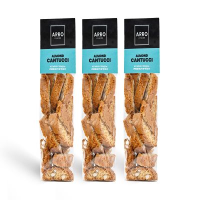 ARRO Cantucci - 3 Pack (Almond Biscuits) Deliciously Crispy and Crunchy Biscotti Italian Biscuits, Ideal with Coffee, Tea, After Dinner