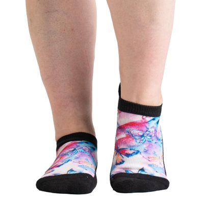Viasox Diabetic Ankle Socks for Women & Men, Low Cut Non Binding, Seamless Neuropathy Socks, Butterfly, L