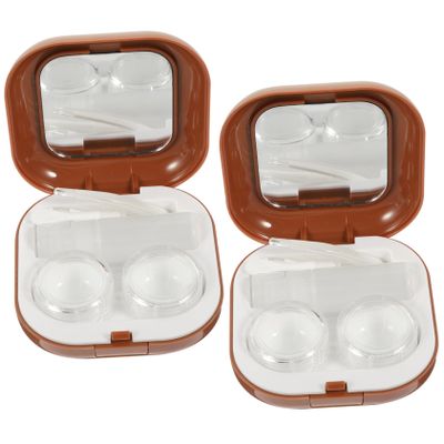 Didiseaon 2 Pack Compact Case Mirror Eye Contacts Organizer for Travel Safe Storage Leakproof Design
