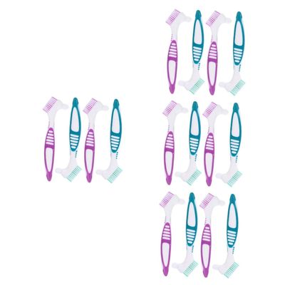 Beaupretty 16pcs Denture Brush Double Sided Toothbrush Multi-Layered Bristles Hard Denture Toothbrushes