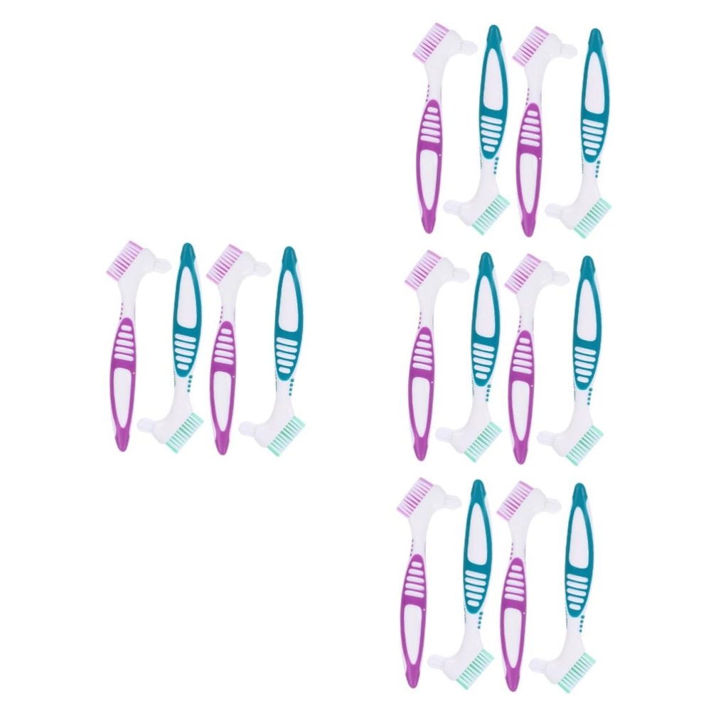 Beaupretty 16pcs Denture Brush Double Sided Toothbrush Multi-Layered Bristles Hard Denture Toothbrushes