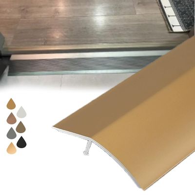 ZIUSFAC Floor Transition Strip Aluminum Cuttable Threshold Ramp Long 20in 60in Threshold Edge Trim Drop High 1/2-4/5", Carpet/Wood/Tile Threshold Reducer For Wheelchair(Brass,150cm/60in)