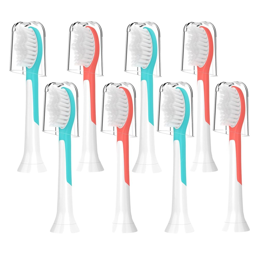 8 Pack Kids Toothbrush Heads with Covers, Replacement Brush Heads Compatible with Philips Sonicare Electric Toothbrush 6032/94 6321 6340 6042 6320 6330, Standard Brush Heads for Child over 7 Years Old