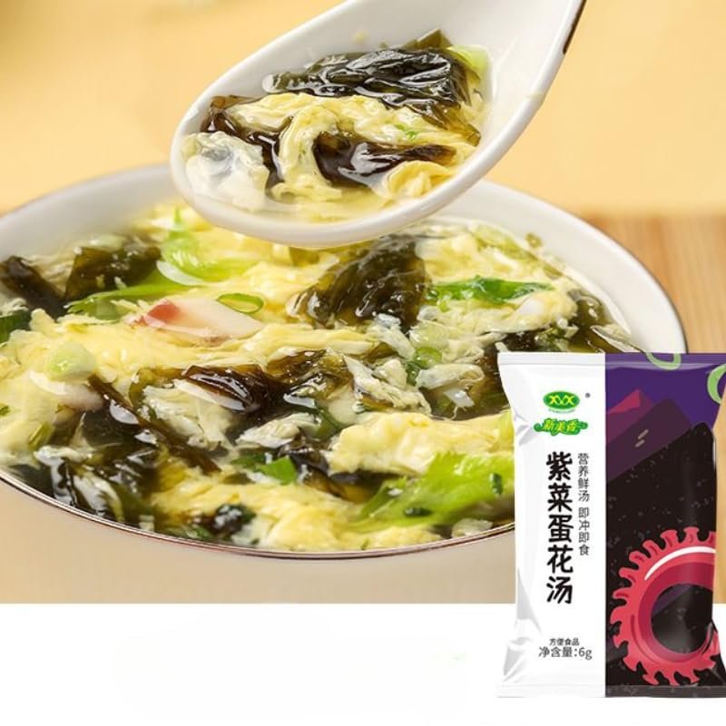 Instant fresh vegetable soup, freeze dried vegetable soup, corn soup, seaweed spinach soup, meal replacement breakfast, nutritious wild vegetable soup, side dishes (Seaweed soup,10 packs)