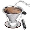 Pour Over Coffee Dripper,Slow Drip Paperless Coffee Filter,Stainless Steel Reusable Coffee Filter,Reusable Pour Over Coffee Maker for (1-4 Cup),Fine Mesh Coffee Strainer with Stand and Bonus Brush view 1