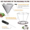 Pour Over Coffee Dripper,Slow Drip Paperless Coffee Filter,Stainless Steel Reusable Coffee Filter,Reusable Pour Over Coffee Maker for (1-4 Cup),Fine Mesh Coffee Strainer with Stand and Bonus Brush view 3