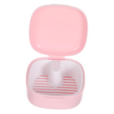 Beaupretty Retainer Case Denture Storage Box in Sakura Pink, Slim Portable Orthodontic Retainer Container with Lid for Travel and Daily Use