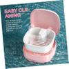 Beaupretty Retainer Case Denture Storage Box in Sakura Pink, Slim Portable Orthodontic Retainer Container with Lid for Travel and Daily Use view 2