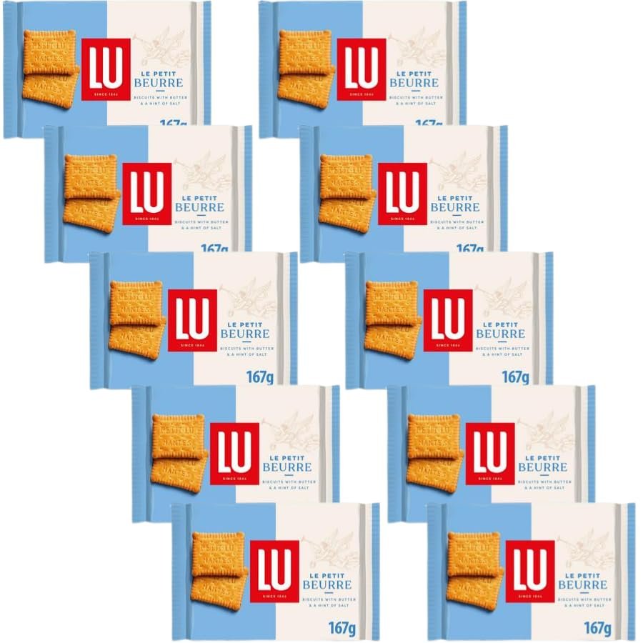 Biscuits Bundle with LU Le Petit Beurre Biscuits 167g - 10 Pack | Butter Biscuits with Salt, Suitable For Vegetarians, Sustainable Wheat.