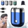 2024 New Upgrade Pocket Shaver USB Mini Shavers for Men, Rechargeable Waterproof Compact Electric Shaver, USB Rechargeable Mini Portable Electric Razor, Double Head Razor (Blue) view 1