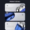 2024 New Upgrade Pocket Shaver USB Mini Shavers for Men, Rechargeable Waterproof Compact Electric Shaver, USB Rechargeable Mini Portable Electric Razor, Double Head Razor (Blue) view 3
