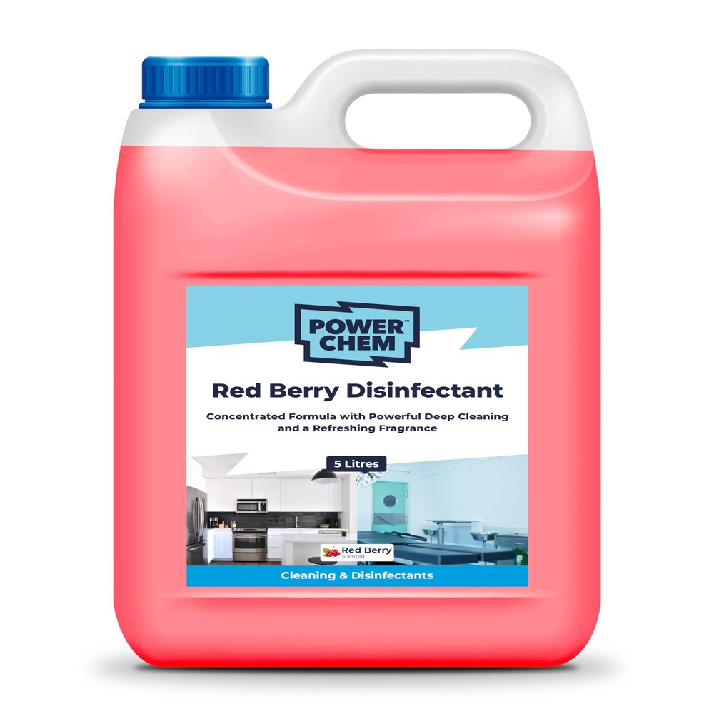 Disinfectant Concentrate Liquid - Multi Surface All Purpose - Antibacterial - Antiviral - EN1276 | Use in Kennels, Toilets, Kitchen, Office, Astro Turf & Many More Other Surfaces (5L, Red Berry)