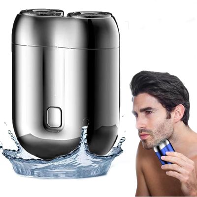 2024 New Upgrade Pocket Shaver USB Mini Shavers for Men, Electric Mini Portable Razor, Rechargeable Waterproof Compact Electric Shaver, Double Head Razor, for Home Car Travel (Grey)