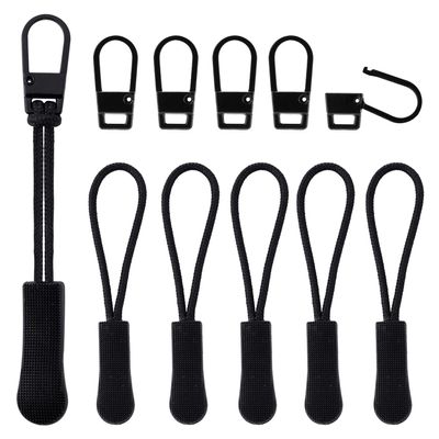 12pcs Zipper Pull Replacement, Removable Metal Zipper Pulls Zipper Head & Zipper Pull Cord Extender Zipper Tab Repair Handle Mend Fixer Zipper Tab Tags for Luggage Clothing Backpack Jackets Pants