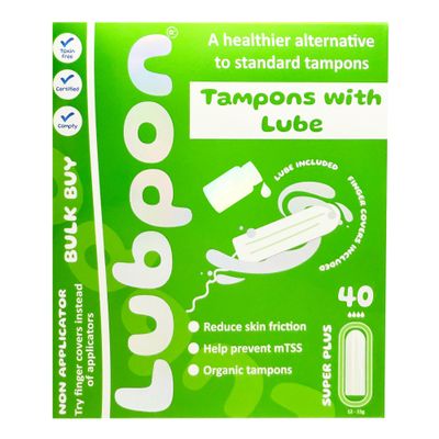 40 Smooth Organic Super Plus TAMPONS, and a Specially Formulated Tampon LUBE, Bulk Buy ~5 Months Supply (LUBPON Tampon Kit 40 Super Plus)