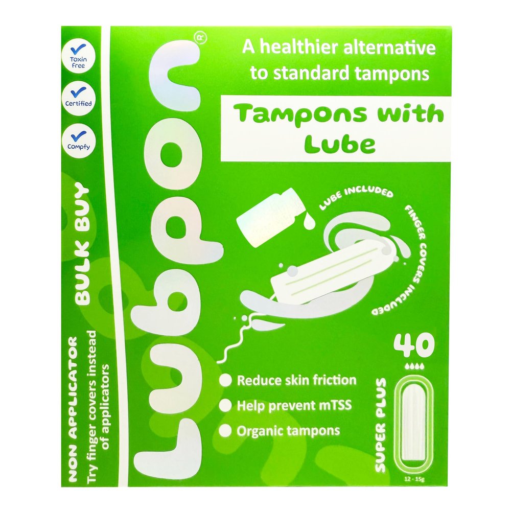 40 Smooth Organic Super Plus TAMPONS, and a Specially Formulated Tampon LUBE, Bulk Buy ~5 Months Supply (LUBPON Tampon Kit 40 Super Plus)