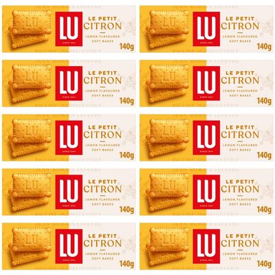Biscuits Bundle with LU Le Petit Citron Lemon Flavoured Soft Bakes Biscuits 140g - 10 Pack | Lemon Flavoured Soft Bakes, Sustainable Wheat.