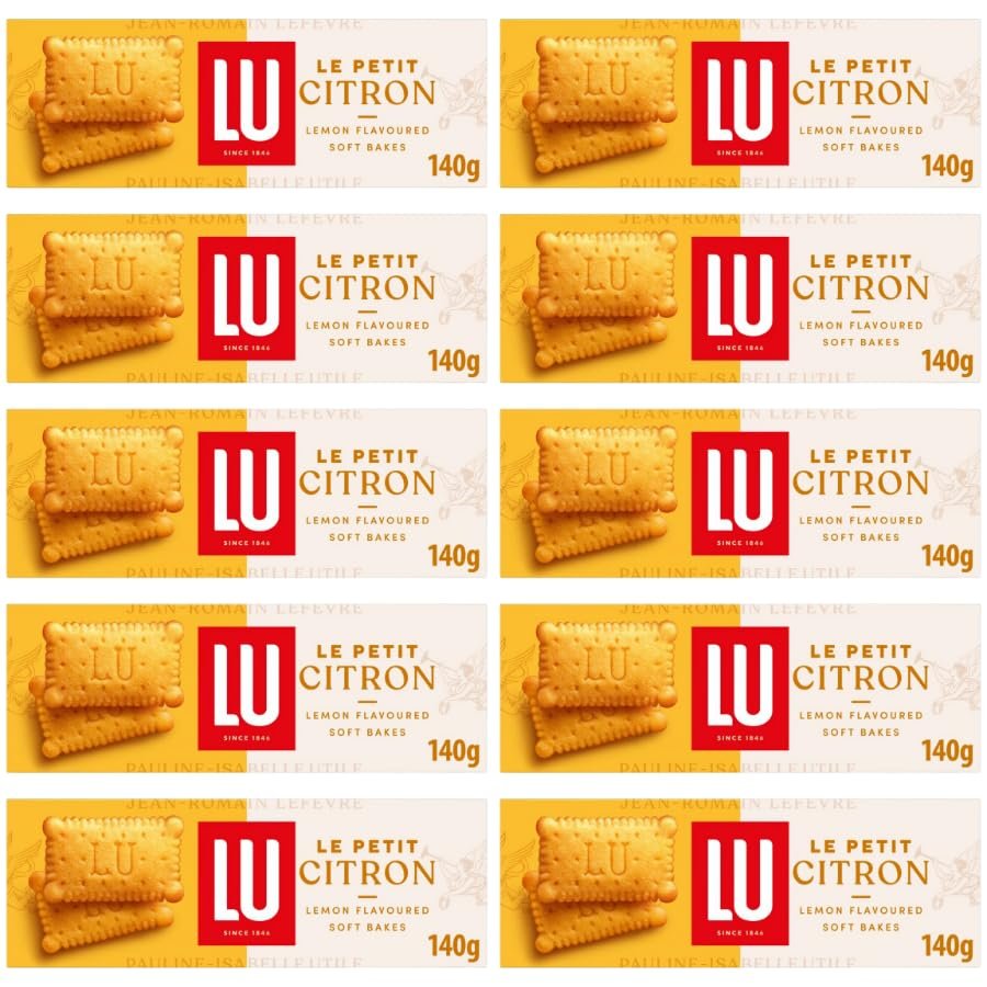 Biscuits Bundle with LU Le Petit Citron Lemon Flavoured Soft Bakes Biscuits 140g - 10 Pack | Lemon Flavoured Soft Bakes, Sustainable Wheat.