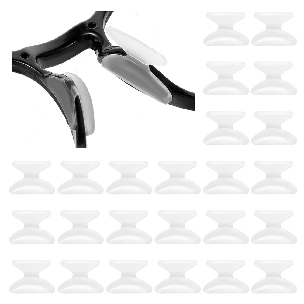 24 PCS Glasses Rubber Nose Pads, Anti Slip Silicone Adhesive Glasses Nose Grips, 2.5 mm Soft Foam Nose Bridge Pads Cushions, Plastic Nose Pad Covers, Eyewear Retainer for Eyeglasses and Sunglasses