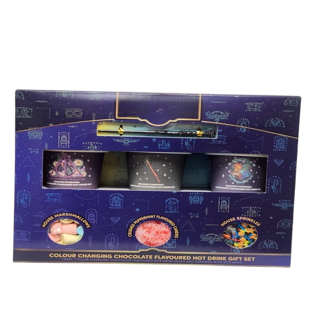 Har ry Pot ter Wizarding World Chocolate Flavour Colour Changing Hot Drink Mixes with Magical Toppings and Stir Wand  Enjoy a Fun and Interactive Hot Chocolate Experience for Fans of All Ages
