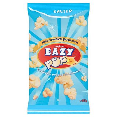 Easypop Salted Microwave Popcorn 85g (16 Pack) | Delicious Fluffy & Popcorn | Perfect for Movie Nights & Snacking | Salted Flavor for a Classic Taste | Pops in Minutes in the Microwave
