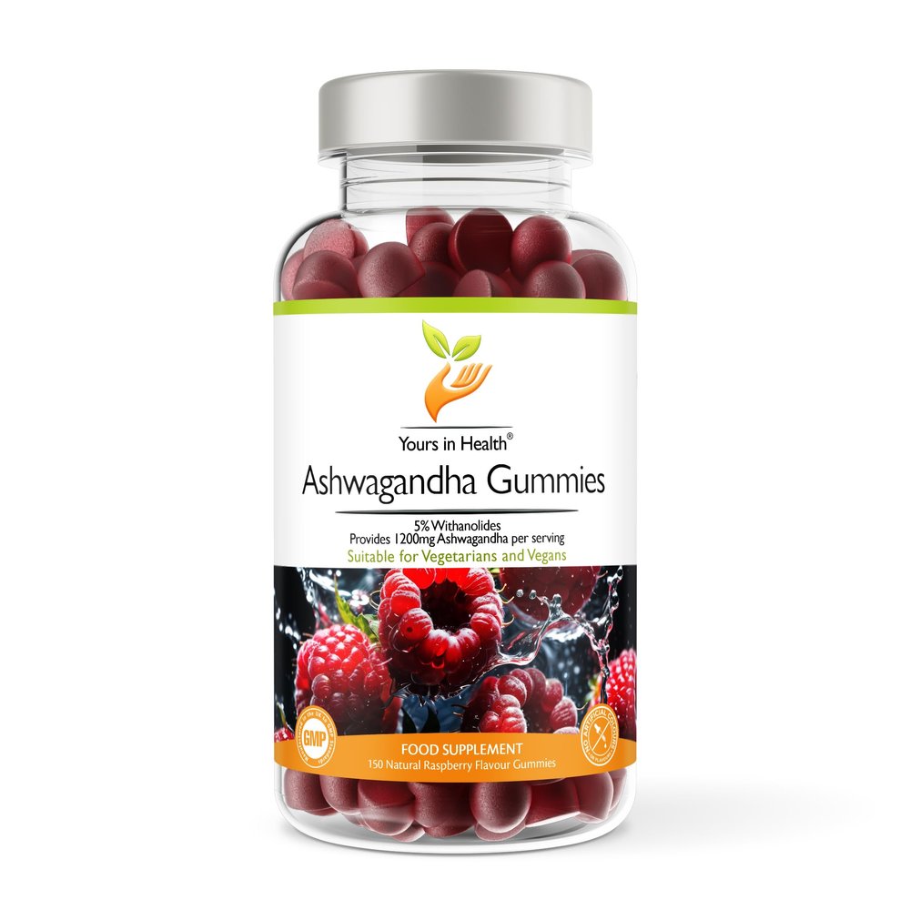 Ashwagandha Gummies | High Strength | 1200mg Ashwagandha per 2 Gummy Serving | at Least 5% Withanolides | 150 Natural Raspberry Flavour Gummies | Suitable for Vegans and Vegetarians