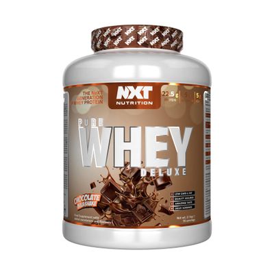 NXT Nutrition Pure Whey Deluxe 2.1kg | Whey Protein | Muscle Growth and Recovery | 70 Servings | 5g Glutamine | 5g BCAA | Chocolate Milkshake