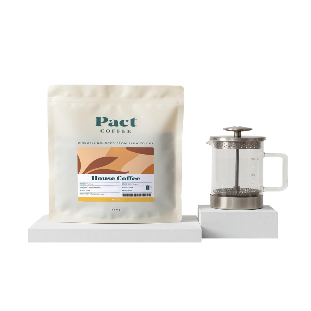 Pact Coffee House Coffee Ground (250g) + Barista & Co 3-cup Cafetire