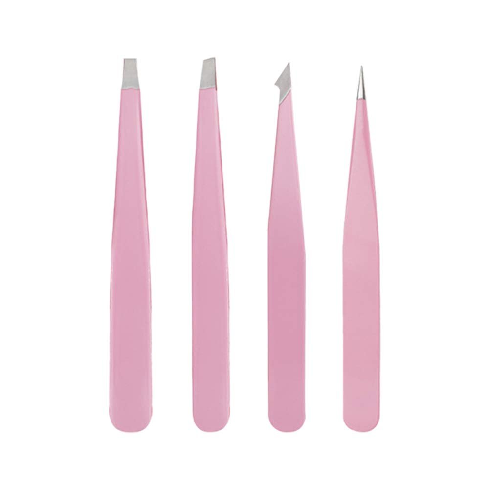 Eyebrow Tweezers, Slant, Point, Straight, & Point/Slant Tweezers for Facial Hair Women Tweezer Set with 4 Piece Combination Tweezer Set for Ingrown Hair Tweezers