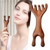 Acunny Sandalwood Comb for Women, Sandalwood Comb, Deer Antler Comb Made of Sandalwood, Nose Scraper Made of Wood with Deer Antlers, Fashionable Sandalwood Comb with Deer Antlers and Wide Teeth view 3