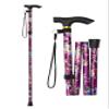 Foldable Walking Stick for Seniors & Adults, Adjustable & Lightweight Mobility Aid with Soft Ergonomic Handle for Men and Women, Collapsible Cane for Travel and Elderly Support (Purple Floral) view 1