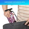 Foldable Walking Stick for Seniors & Adults, Adjustable & Lightweight Mobility Aid with Soft Ergonomic Handle for Men and Women, Collapsible Cane for Travel and Elderly Support (Purple Floral) view 2