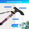 Foldable Walking Stick for Seniors & Adults, Adjustable & Lightweight Mobility Aid with Soft Ergonomic Handle for Men and Women, Collapsible Cane for Travel and Elderly Support (Purple Floral) view 3