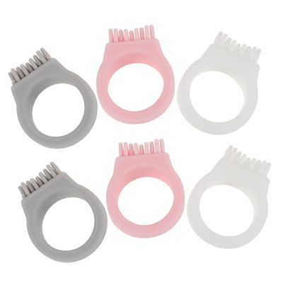 NULYLU 6pcs Portable Mini Silicone Ring Toothbrushes Soft Bristles for Travelers Hikers in White Grey and Pink Compact Travel Toothbrush Set for Outdoor Hiking and Daily Oral Care