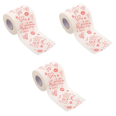minkissy 3 Rolls Valentine Pattern Decorative Toilet Tissue Roll for Bathroom with Heart Design