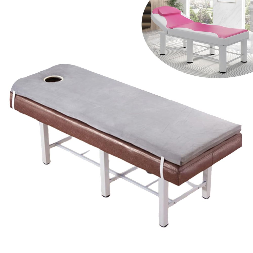 Massage Table Memory Foam Topper 3.1In Thickened Lash Bed Topper with Washable Cover Grey 75x190cm Square/Round/Trapezoidal Head Spa Bed Pad with Breath Hole