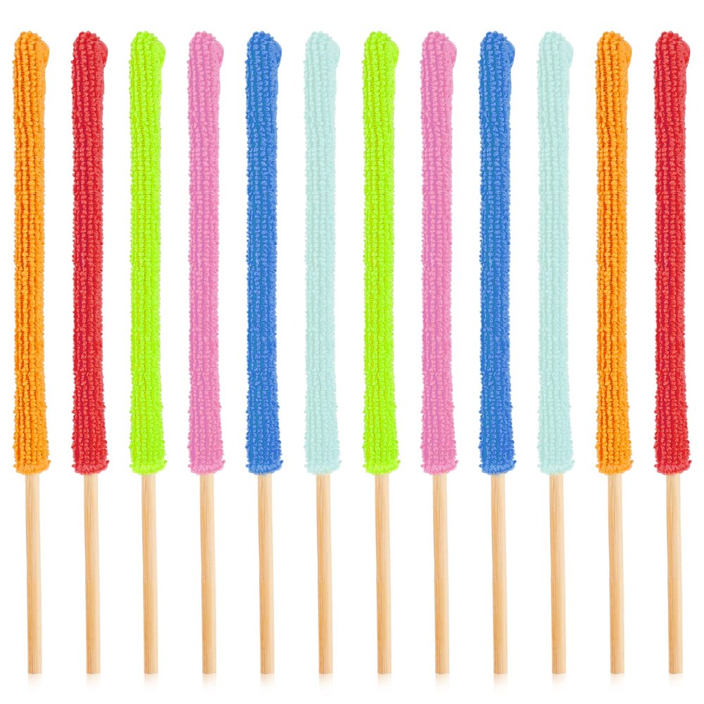 12 Pack Microfiber Detail Dusters - Small Cleaning Tools for Car Vents, Fans, Blinds & Windows