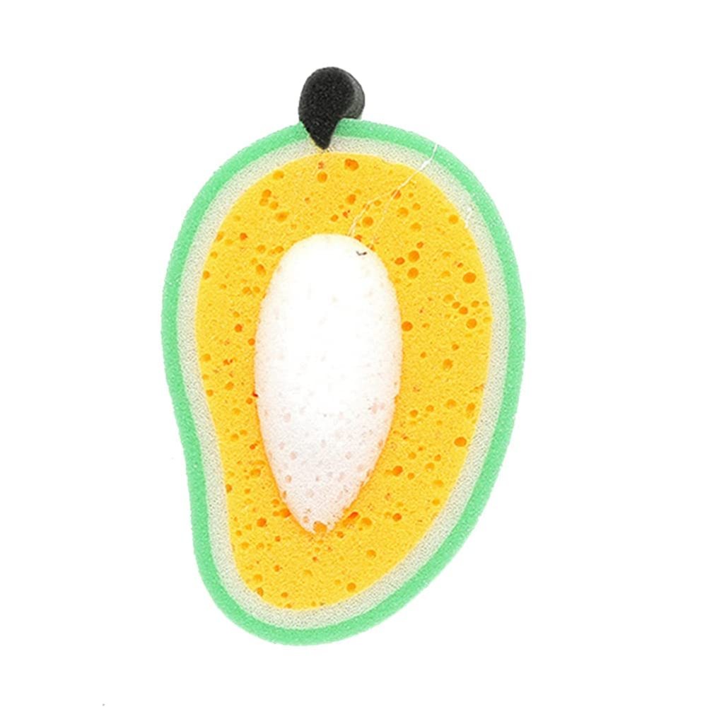 Lovely Fruit Sponge, Dish Washing Cleaning Cloth Scouring Pad Household Kitchen Tool Fruit Shaped Kitchen Sponges for Washing Dishes (Mango)