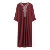 Foweknow Men's Islamic Clothing Muslim Arabic Dubai Middle East Robe Shirt Embroidery Patchwork Ethnic Style Long Sleeve Shirt Elegant Streetwear Outwear Functional Shirt, red, XL view 4
