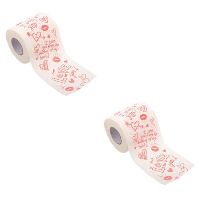 Didiseaon 2 Rolls Valentine Toilet Paper Roll Printed Paper Towels for Dispenser Commercial for Valentine's Day Celebrations Soft and Absorbent Toilet Tissue