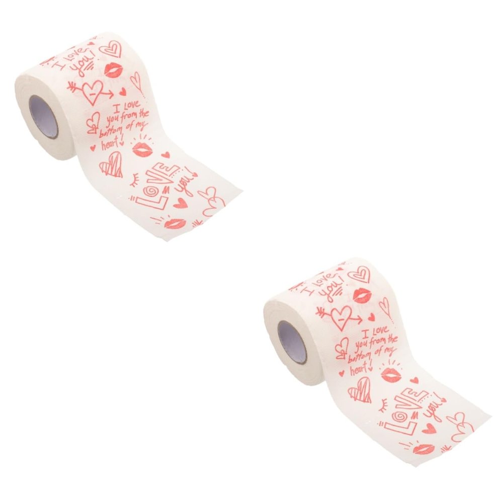Didiseaon 2 Rolls Valentine Toilet Paper Roll Printed Paper Towels for Dispenser Commercial for Valentine's Day Celebrations Soft and Absorbent Toilet Tissue