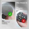 Chainmail Brush Scrubber, Stainless Steel Mesh Dish Cleaner with Non-Slip Silicone Handle, Enhanced Soldered Round Metal Chainmail Cleaning Brush for Cookware (Black) view 2