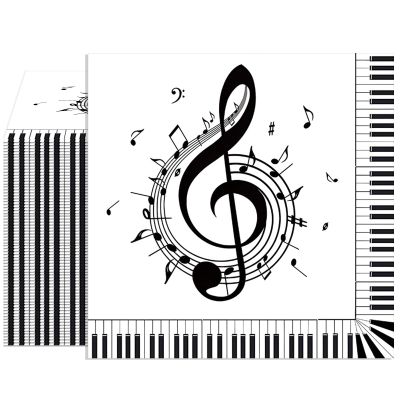 40pcs Musical Note Napkins Black and White Music Napkins Music Notes Party Decorations for Boys and Girls Birthday Music Themed Party Disposable Napkins 2-Ply